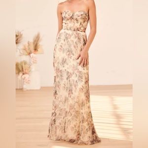 Most Beautiful Day Ivory Multi Floral Print Organza Maxi Dress Lulus